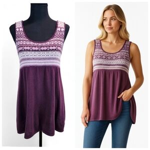 Vtg 07 Old Navy Fair Isle Sweater Tank Top S Purple Knit Angora Blend Y2K Soft